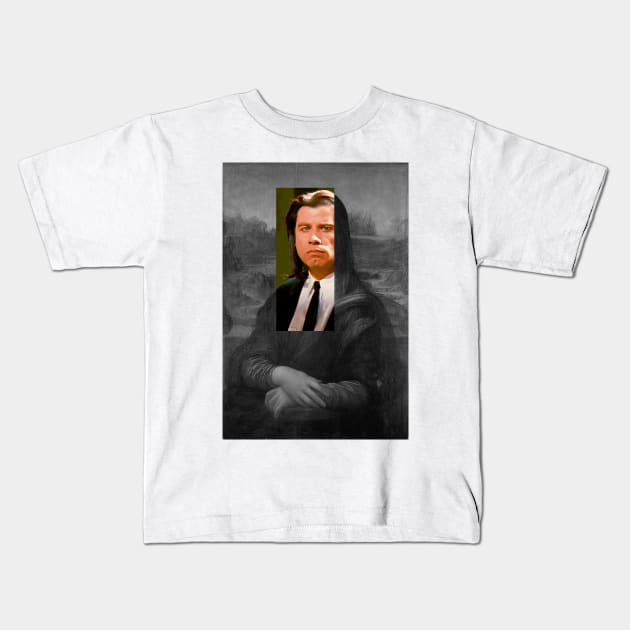 John Travolta Mona Lisa Kids T-Shirt by Paskwaleeno